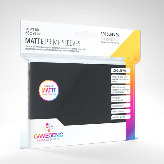 Gamegenic: 100 Black Matte Prime Sleeves (Size 66 x 91 mm)