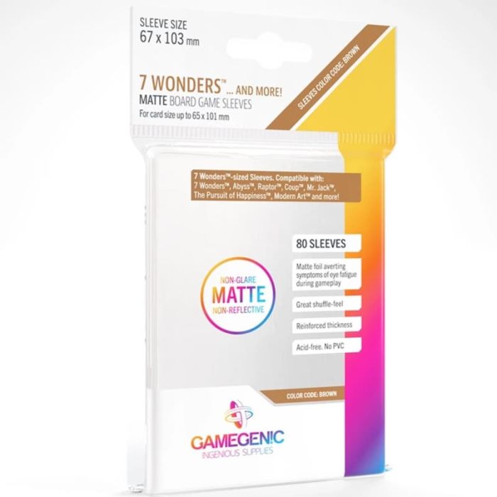 Gamegenic: 80 Sleeves (Size 67 x 103 mm) 7 Wonders Matte Board Game