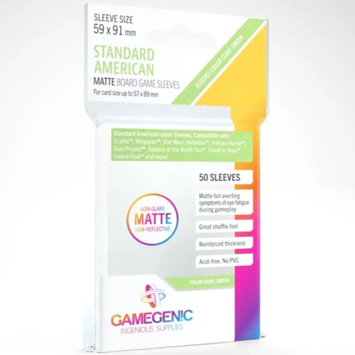 Gamegenic: 50 Sleeves (Size 59 x 91 mm) Standard American Matte Board Game