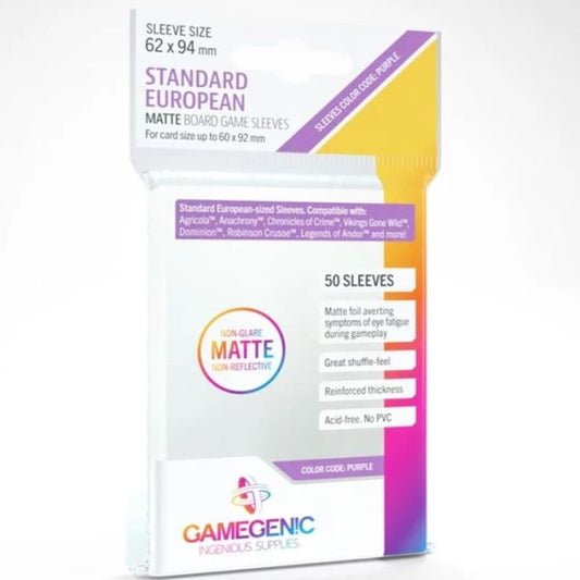 Gamegenic: 50 Sleeves (Size 62 x 94 mm) Standard European Matte Board Game