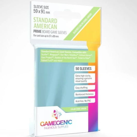 Gamegenic: 50 Sleeves (Size 59 x 91 mm) Standard American Prime Board Game